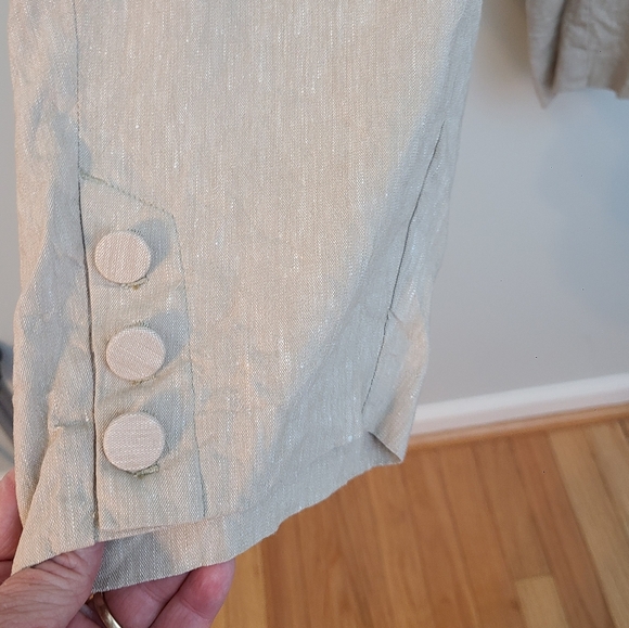 J Jill Linen Stretch Ankle Pants XL Petite Light Beige Button Hem Side Zipper - Picture 3 of 10